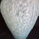 Art Deco vase in pressed molded glass paste, speckled blue color, h - 29