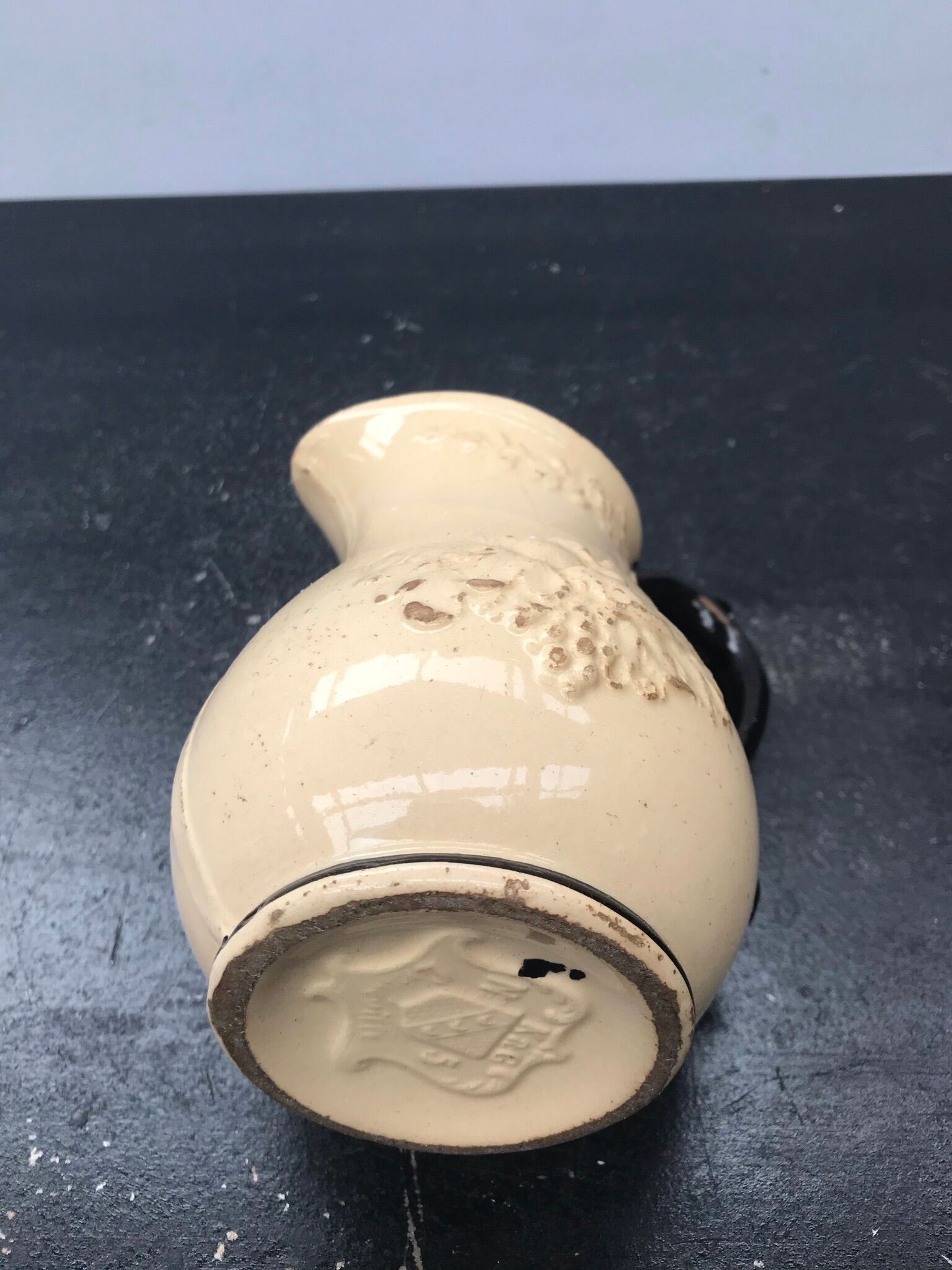 Former pitcher Kg Luneville ceramics beige - vintage black anse
