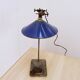 Industrial desk lamp with cobalt blue enamel shade - 1950s