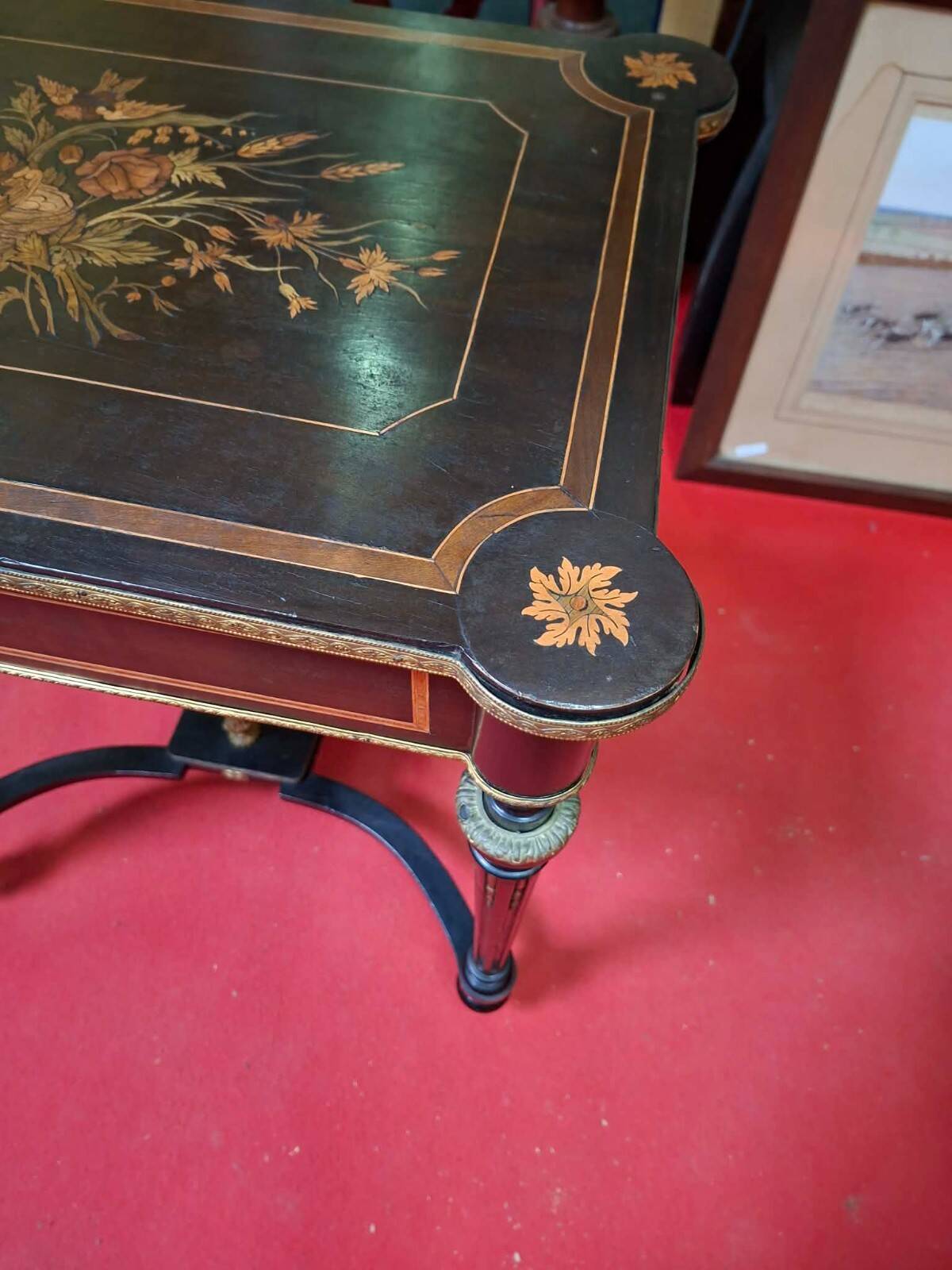Work table/vanity in blackened wood and marquetry – Napoléon III period