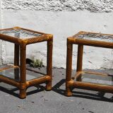 Set headboard and bedside woven rattan maugrion