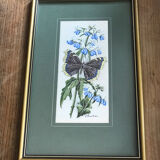 Tableau papillons en soie brodée