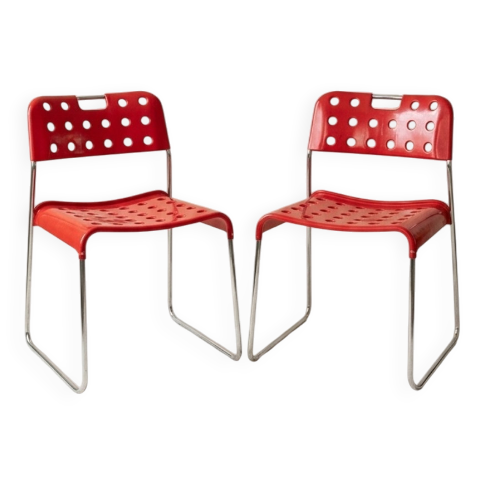 Omstak chair by Rodney Kinsman, vintage red metal.