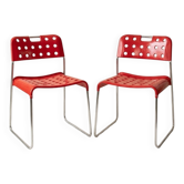 Chaise Omstak Omkstak métal rouge par Rodney Kinsman vintage ancienne