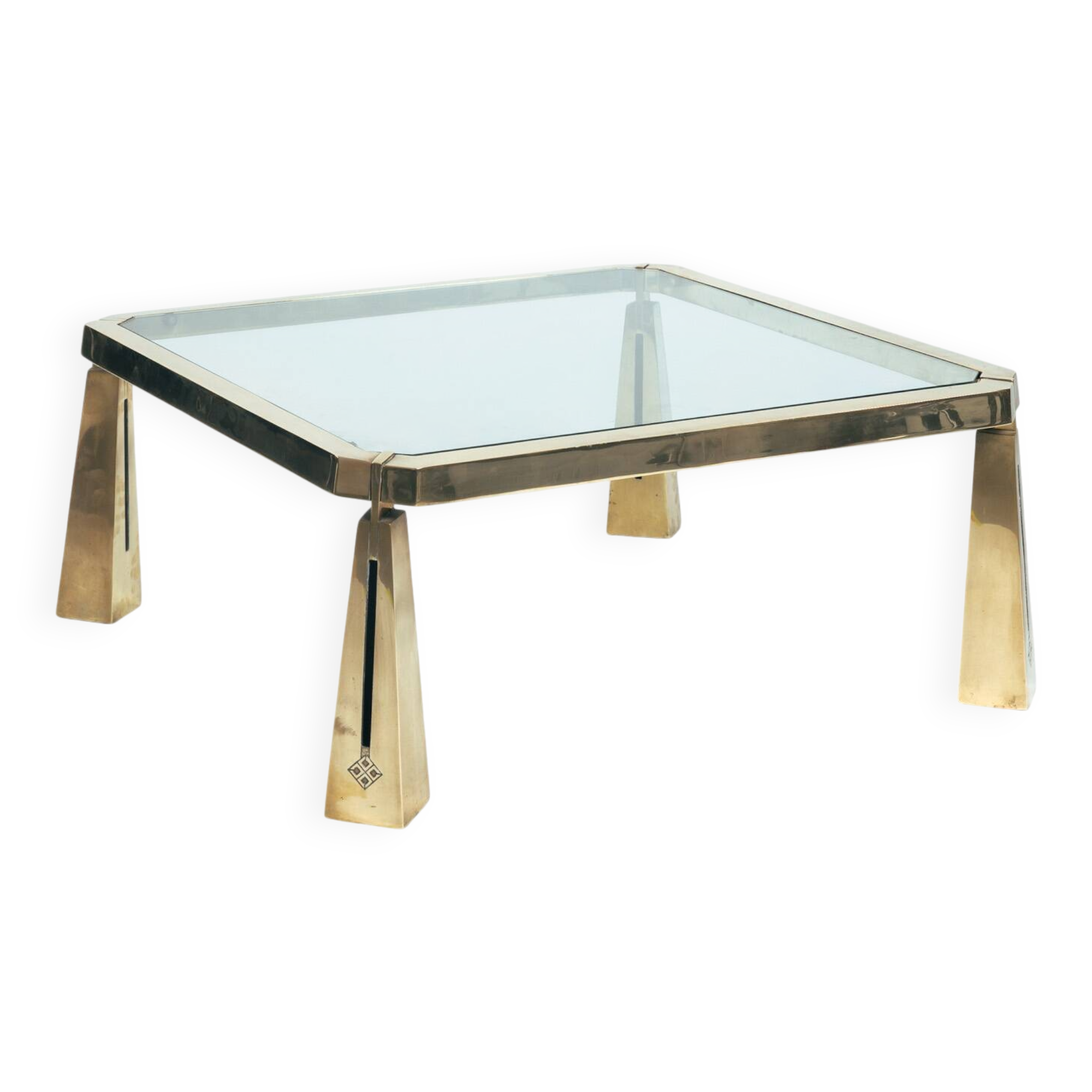 Peter Ghyczy square coffeetable brass glass table, the netherlands
