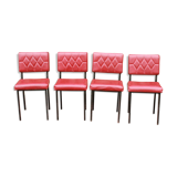 Série de 4 chaises rouges en skaï années 50
