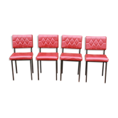 Série de 4 chaises rouges en skaï années 50