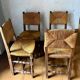 Lot de 4 Chaises en jonc et Bois