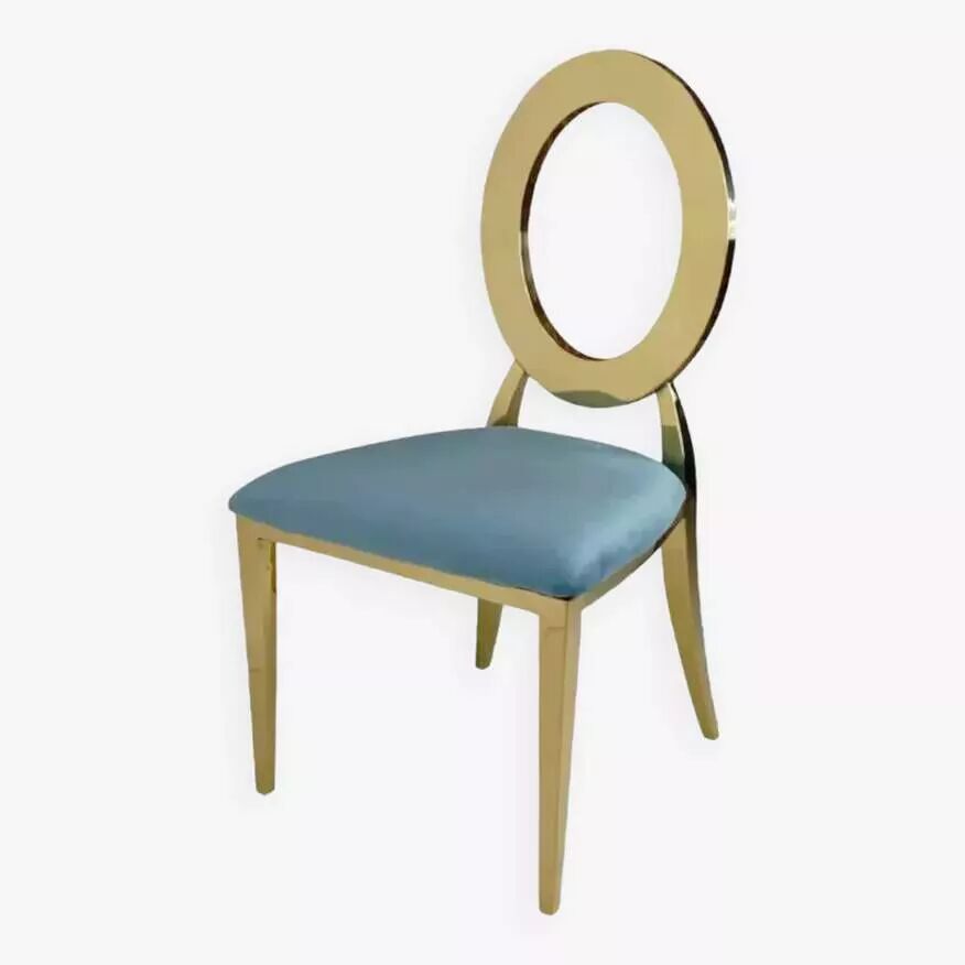 Gold chair with turquoise velvet seat