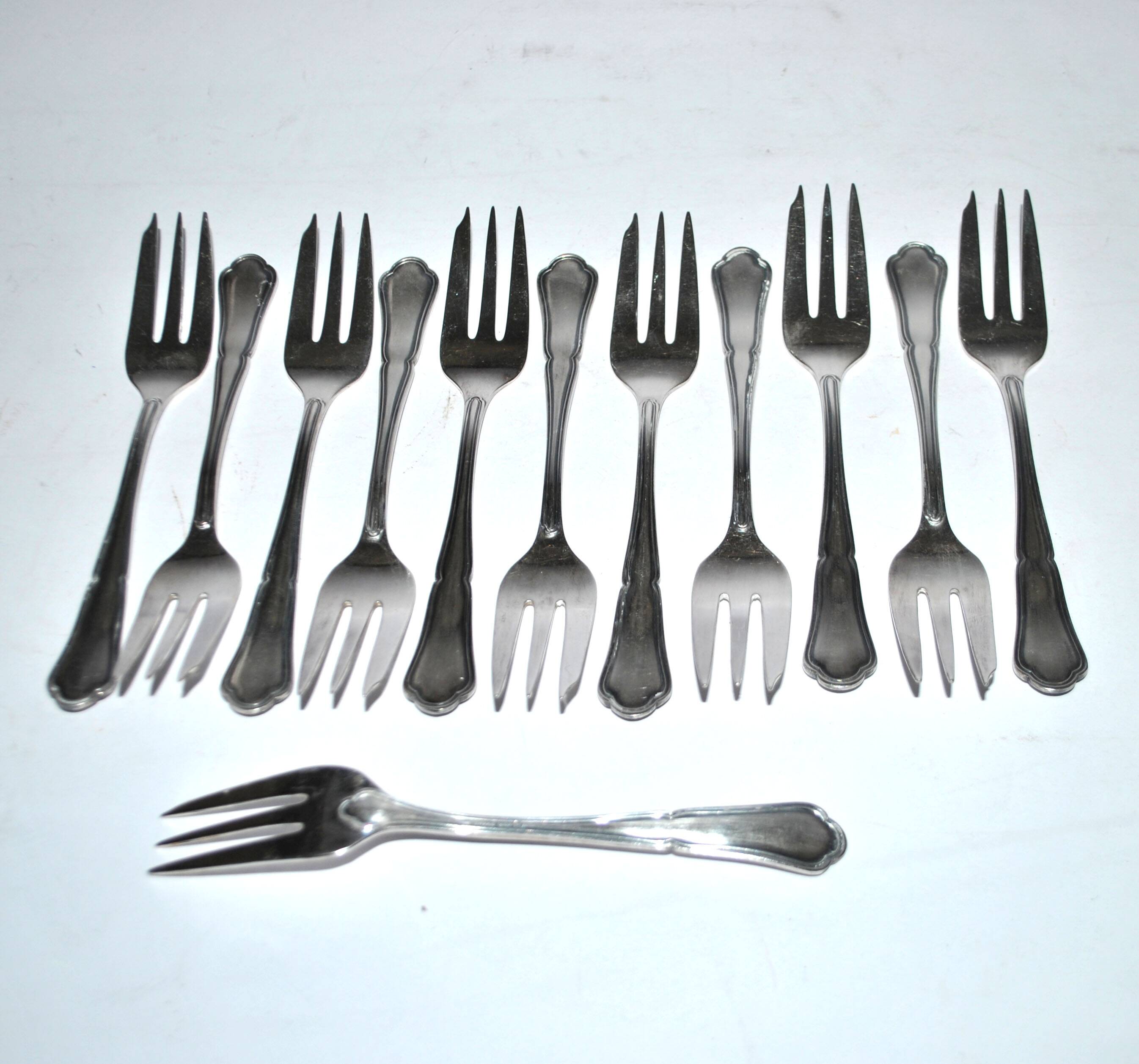 Set of 12 RENEKA cake dessert forks Victoria Spatours contour model 15cm