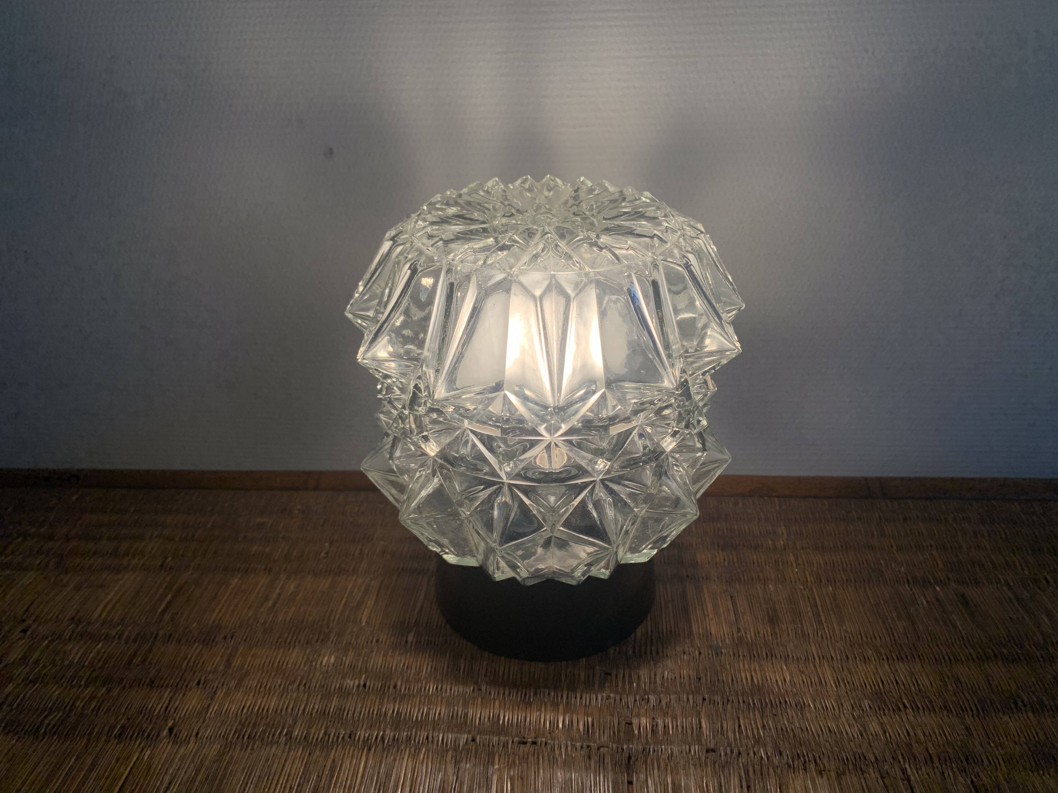 Diamond-point molded glass ceiling light, 1960