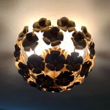 Ceiling lamp floral decoration in gilded metal