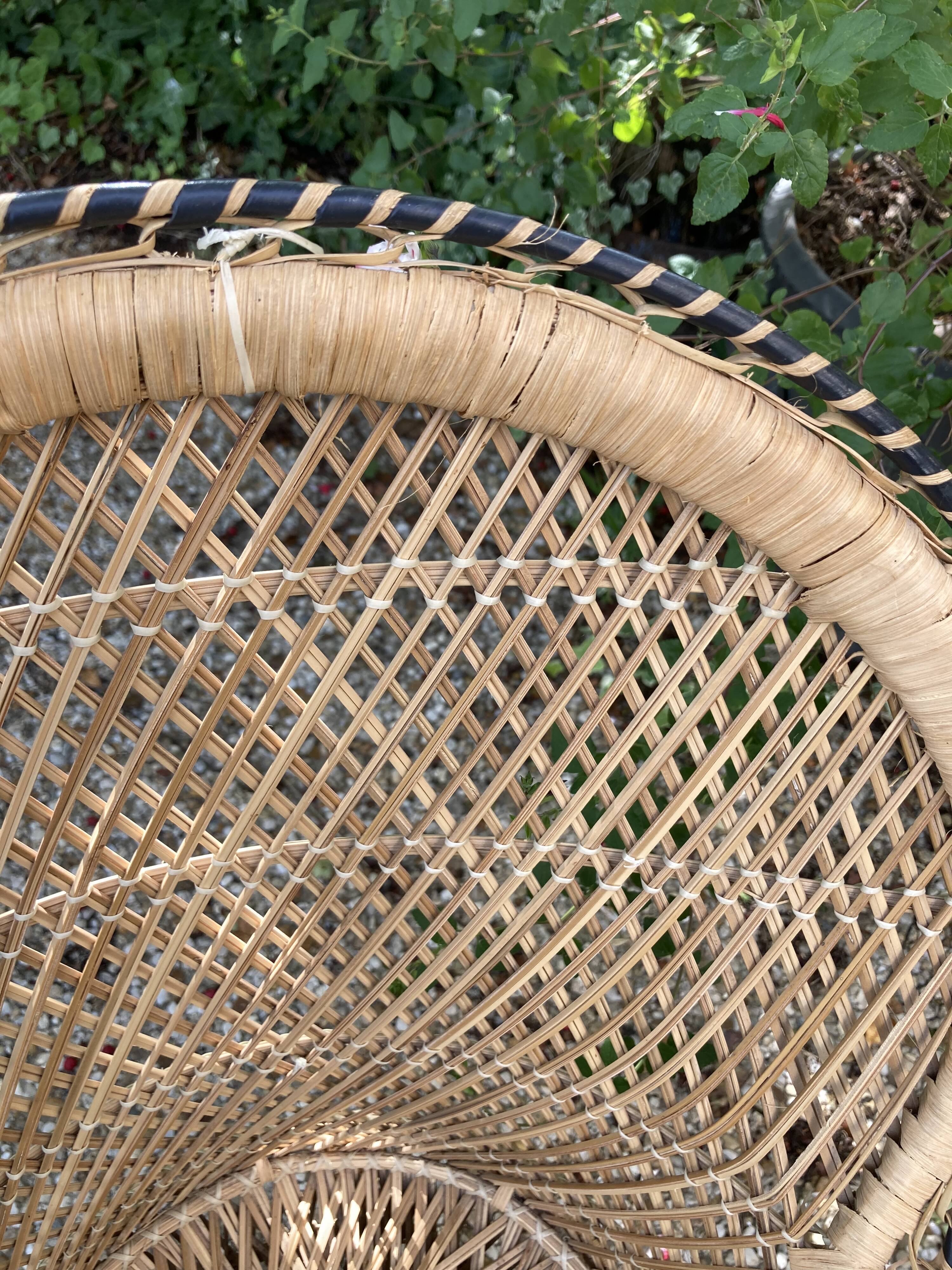 Set of 3 vintage rattan armchairs