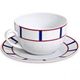 2 déjeuners basque en porcelaine bleu et rouge