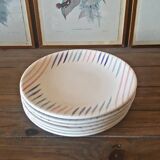 6 Longchamp earthenware dessert plates from the 50s, multi-colored