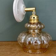 Vintage amber frosted glass tulip wall light