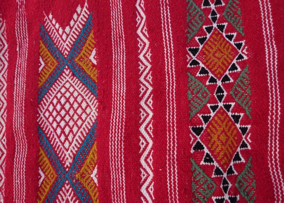 Handmade red Berber Kilim 203x109cm