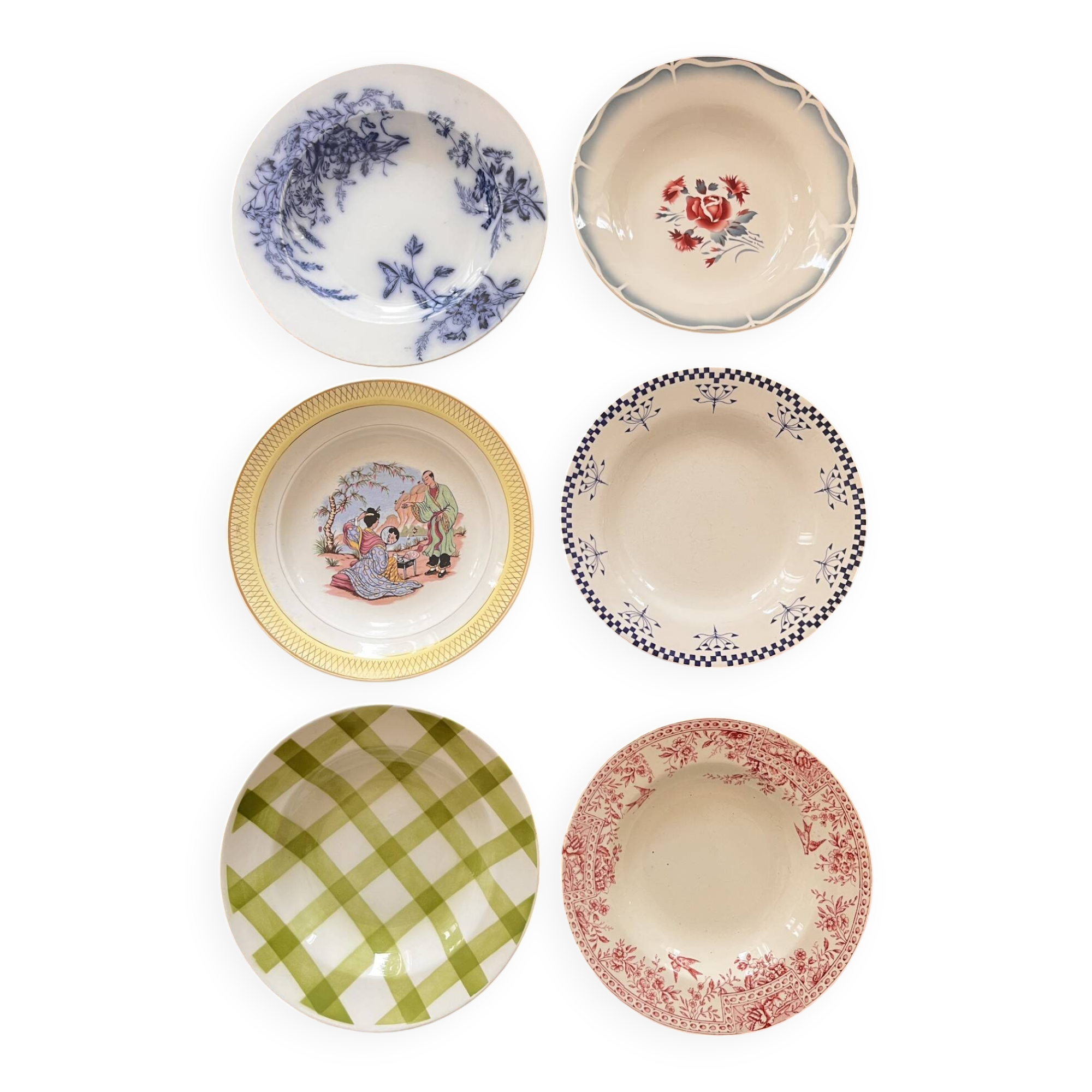Mismatched antique plates