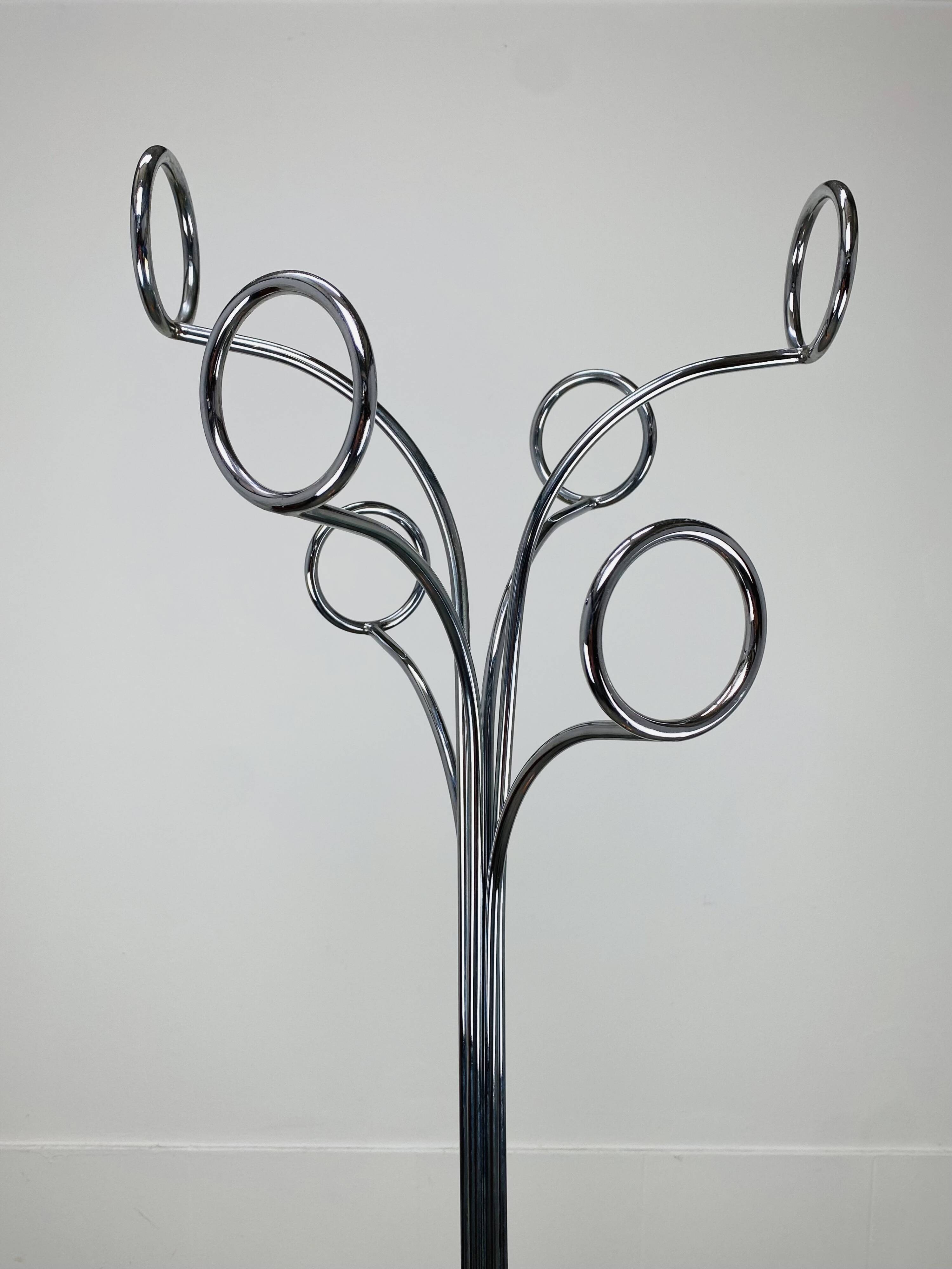 Coat rack 70's orange and chrome by Fase