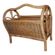 Magazine basket in vintage rattan and bamboo - heart pattern