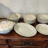 Old service 28 pieces porcelain KG Keller and Guérin Lunéville France decorated with flowers Rosita XIXth Century