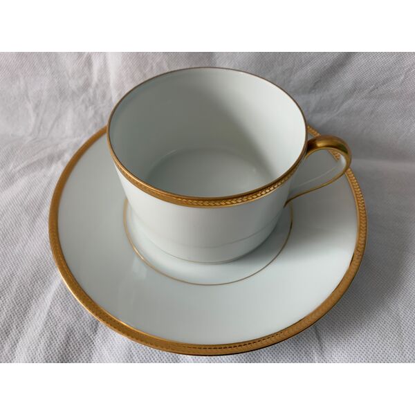 Tasse à thé et sous tasse en porcelaine et or Jammet Seignolles Limoges |  Selency