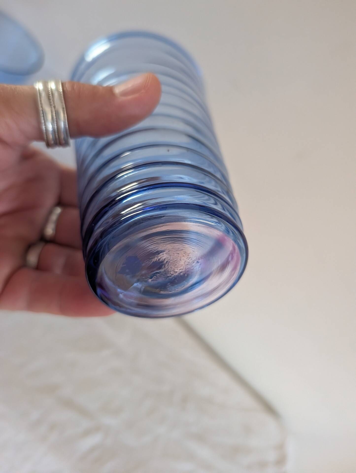Long blue gradient drink glass – fine glass – 1970s
