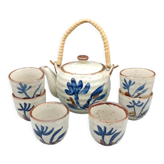 Théière et tasses en gré vintage
