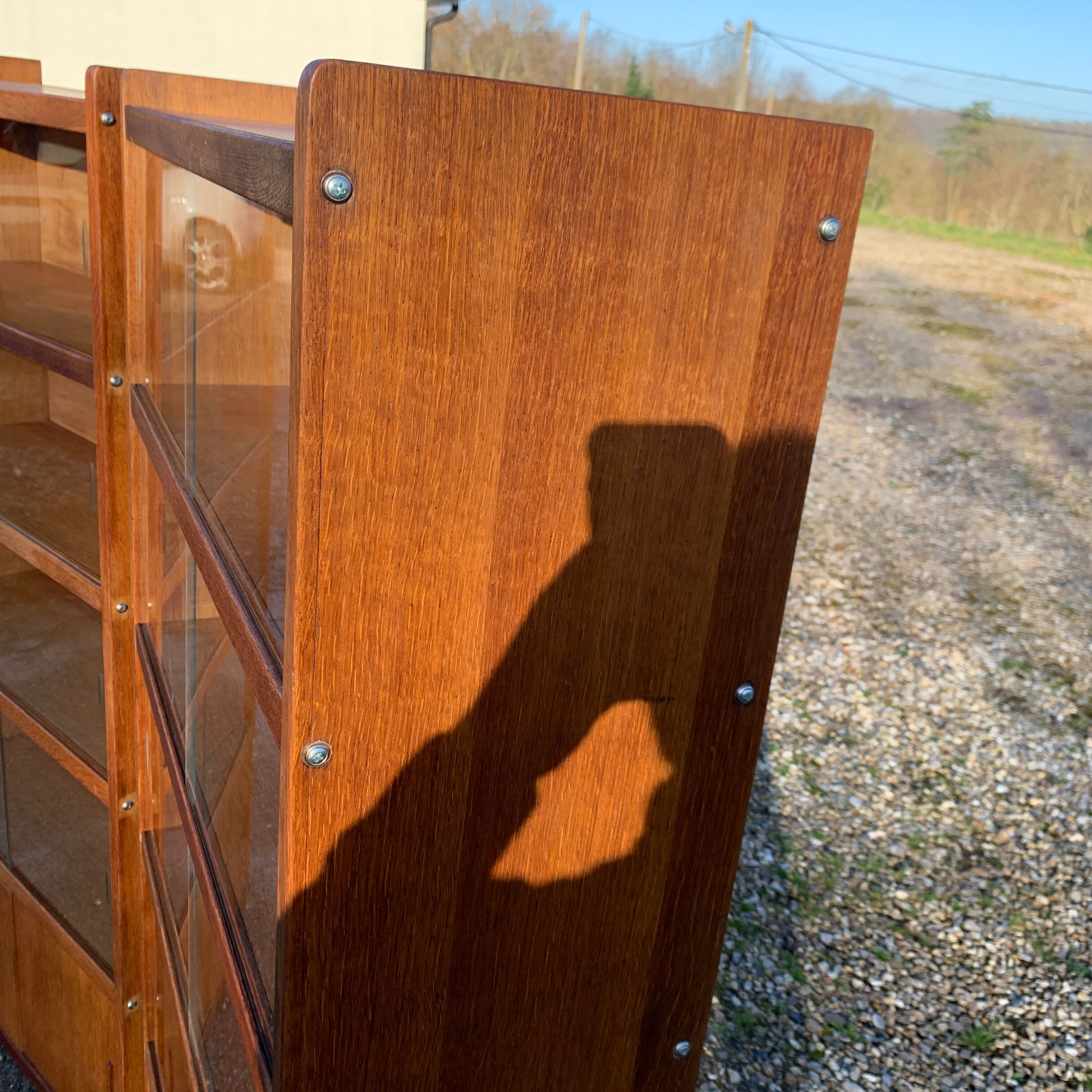 Pair of vintage glass shelves libraries