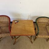 Ensemble table et fauteuils salon en rotin enfants
