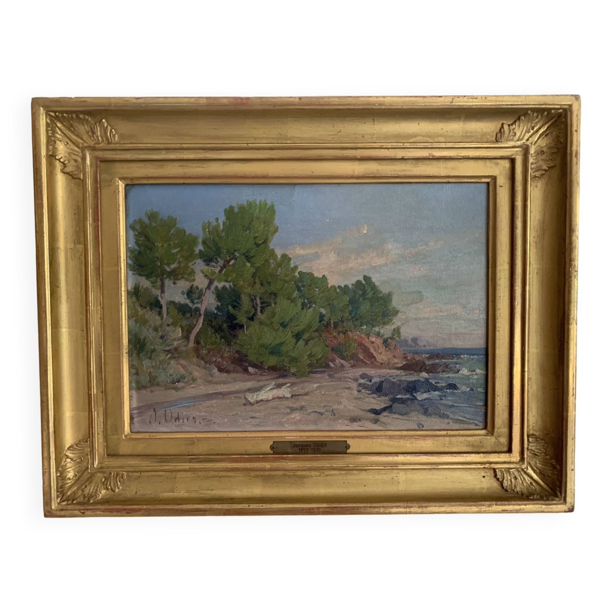 Oil on canvas Jacques Odier 1853-1930 Seaside Landscape