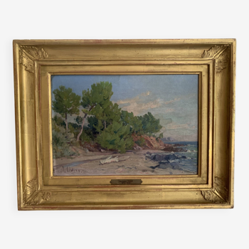 Huile sur toile Jacques Odier 1853-1930 Paysage Bord de mer