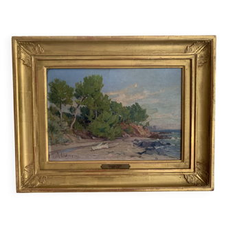 Oil on canvas Jacques Odier 1853-1930 Seaside Landscape