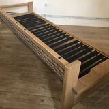 Vintage brutalist sofa in solid oak circa 1980