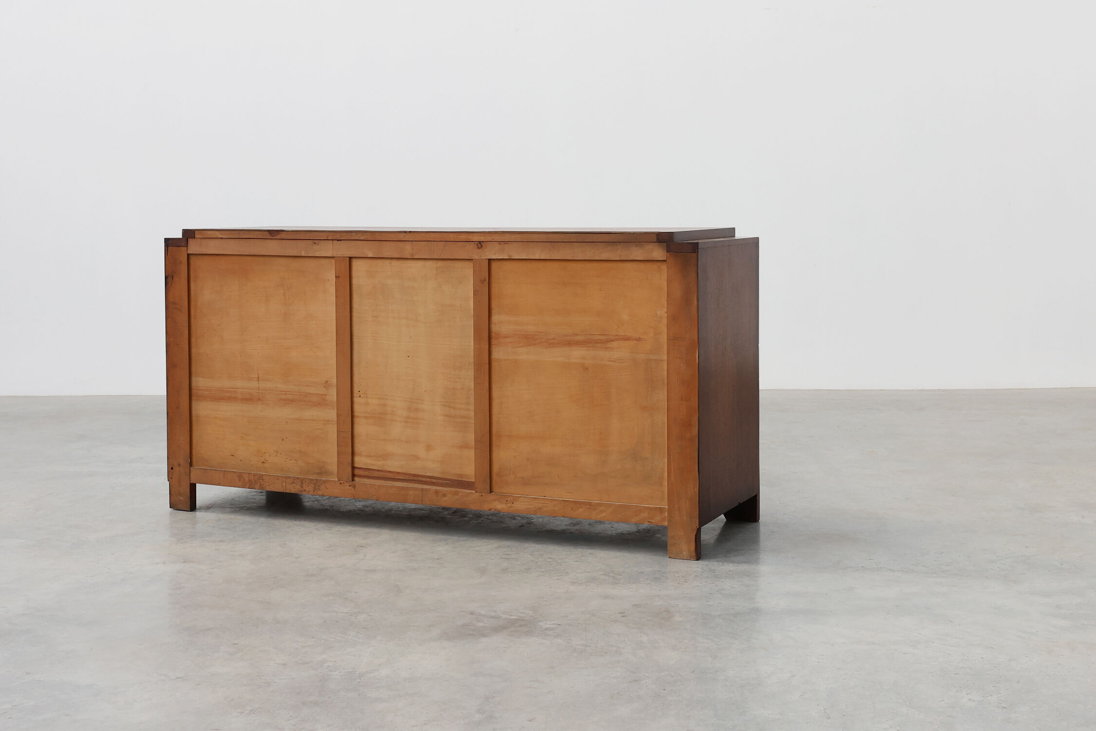 Art Deco carved geometric sideboard by Charles Dudouyt in oak, France ca. 1