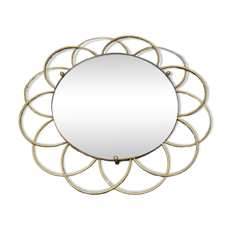 Authentique ancien miroir glace rond Vintage en très bon état