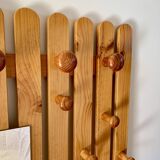 cloakroom coat rack mirror in blond pine 70s-80s