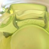 Green anise crystal ashtray Val St Lambert 70s Diameter 16.6 cm