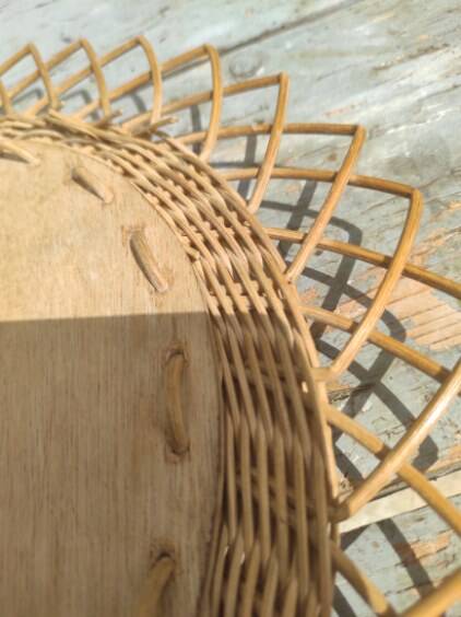 Vintage wicker flower mirror