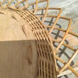 Vintage wicker flower mirror