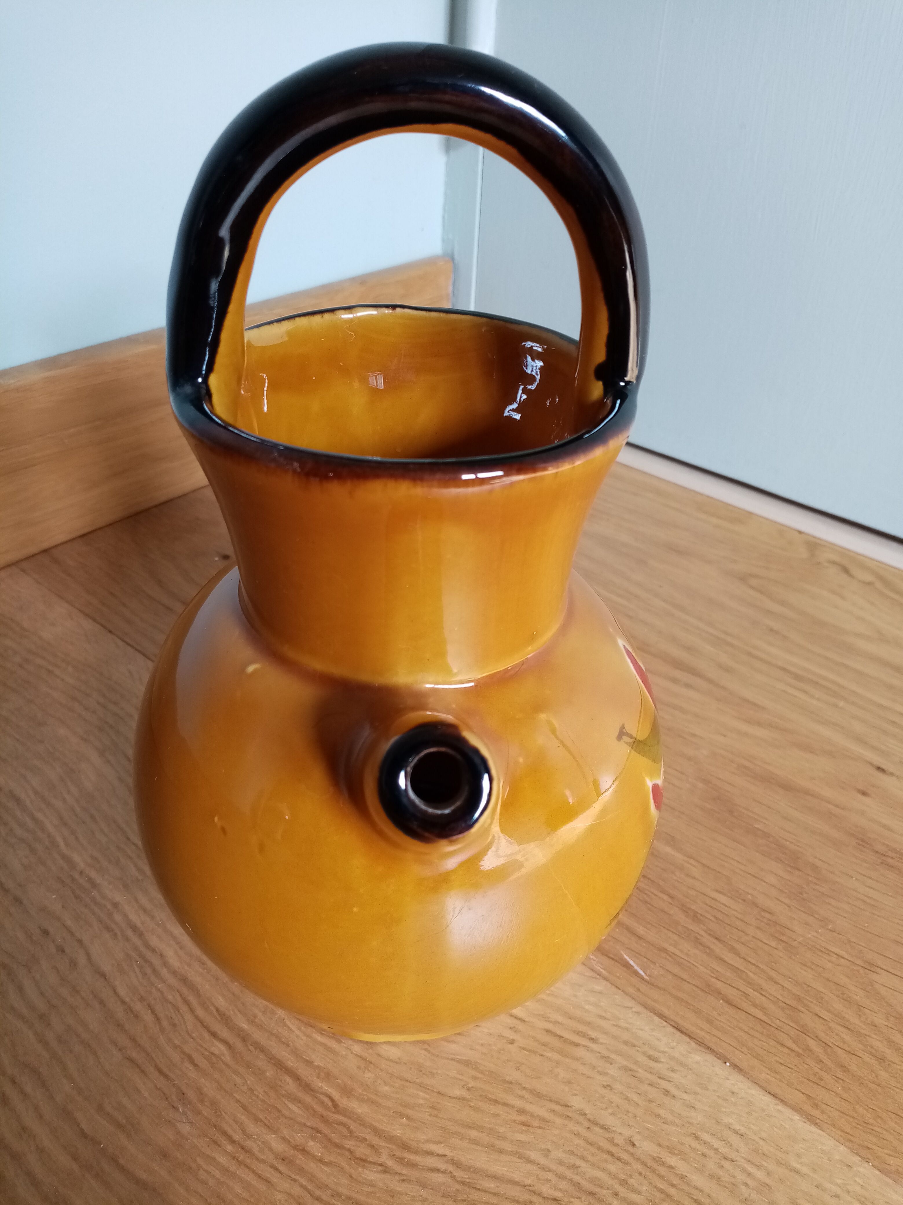 Pitcher jug vase enamelled ceramic Camarès