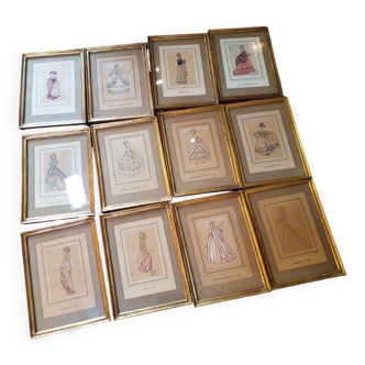 Suite of 12 fashion engravings