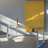 Bureau structure tubulaire et verre, 70s