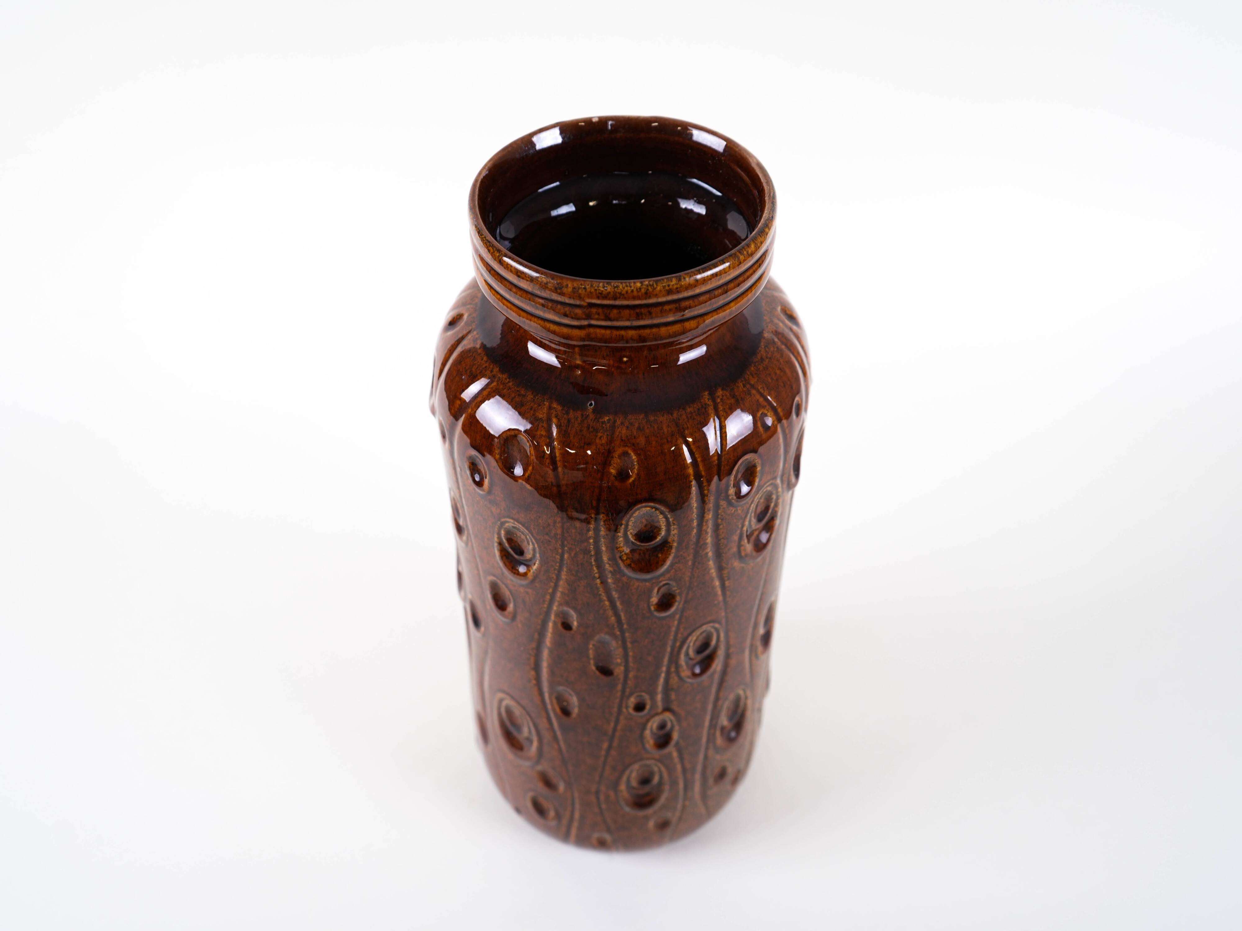 Brown ceramic vase, German design, 1960s, made in West Germany