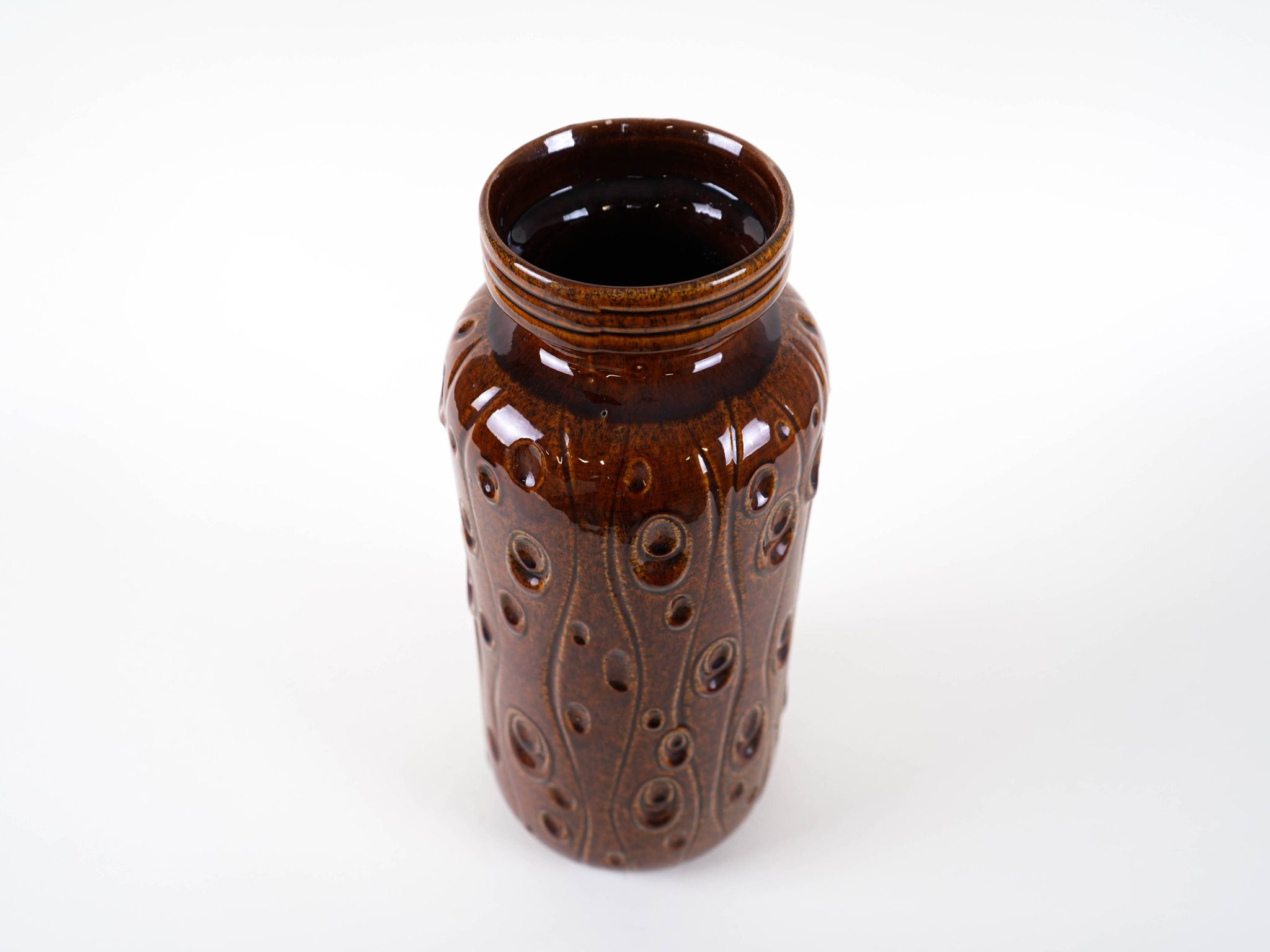 Brown ceramic vase, German design, 1960s, made in West Germany