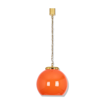 Suspension en verre orange de Peill & Putzler Allemagne années 1970
