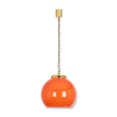 Orange glass pendant lamp from Peill & Putzler Germany 1970s