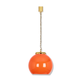 Orange glass pendant lamp from Peill & Putzler Germany 1970s