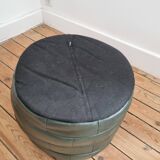 Pouf cuir vert bouteille