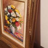 Table canvas bouquet of flowers
